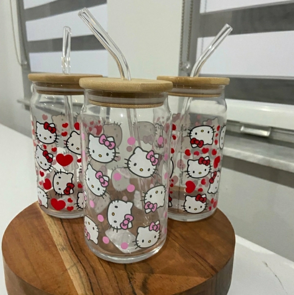 Hello kitty glass tumblers set of 3